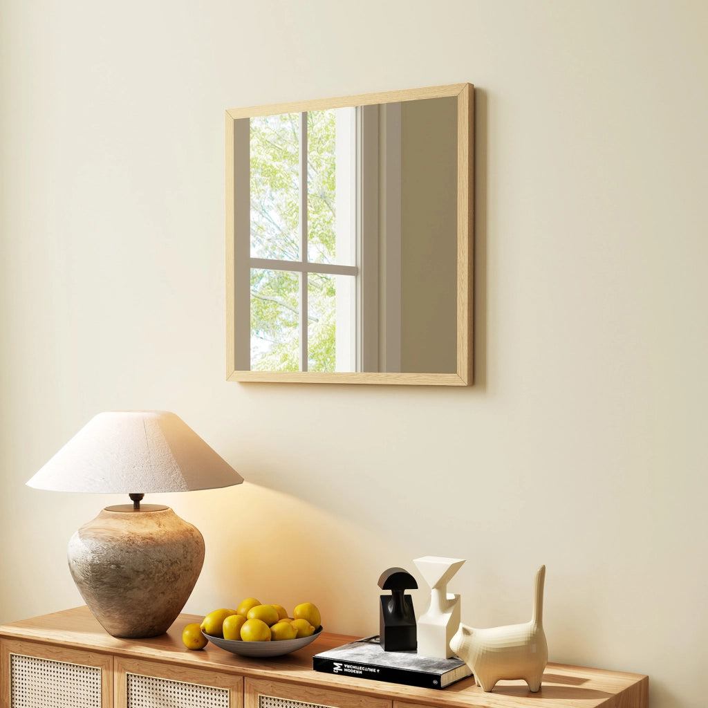 Specchio Quadro 50x50 cm ¨C zephmum ¨C Legno Naturale