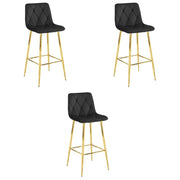 Sgabello Valora KODA in velluto nero con gambe dorate, design moderno x3