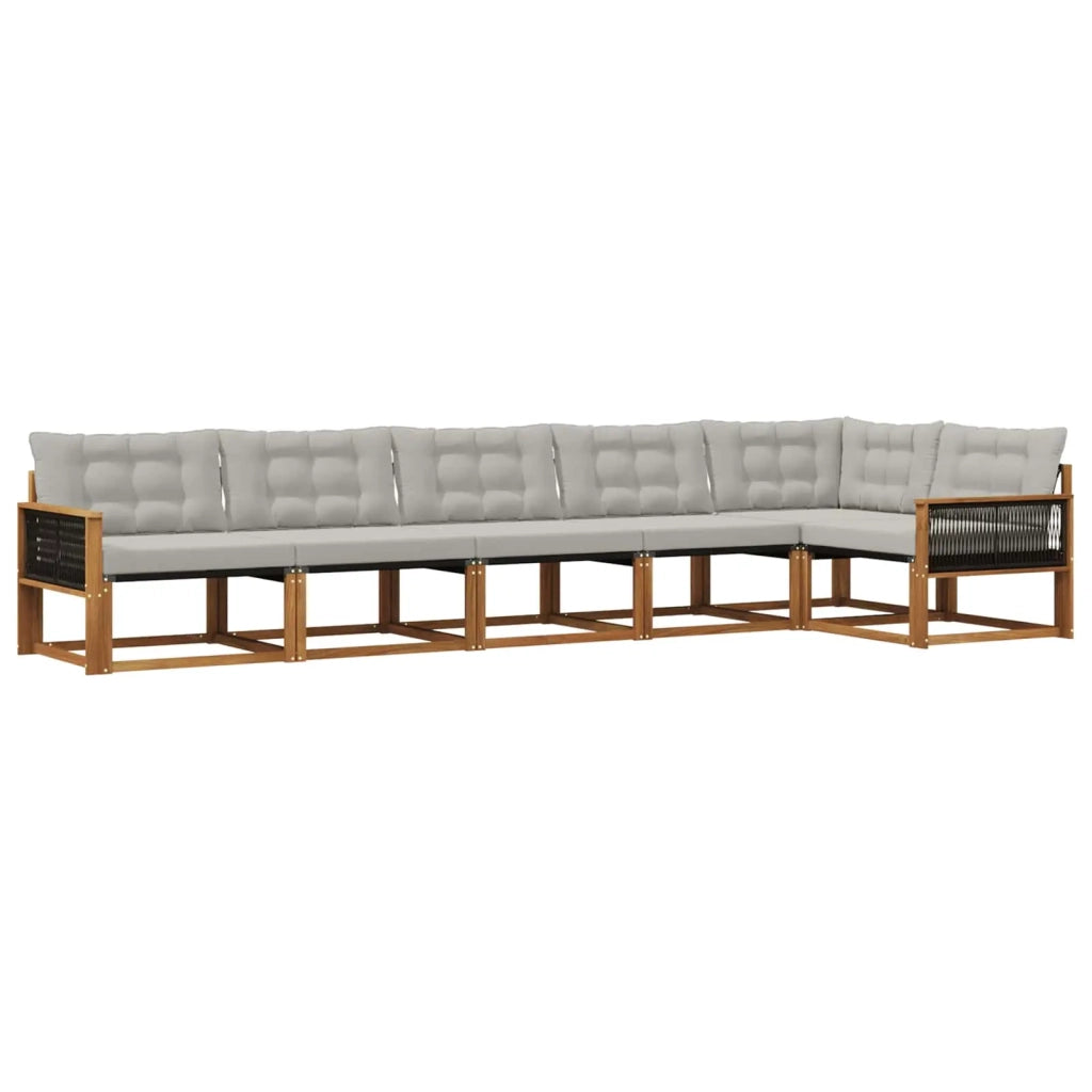 Set di divani da esterno 6 pz Naturale e Grigio Chiaro 3381455