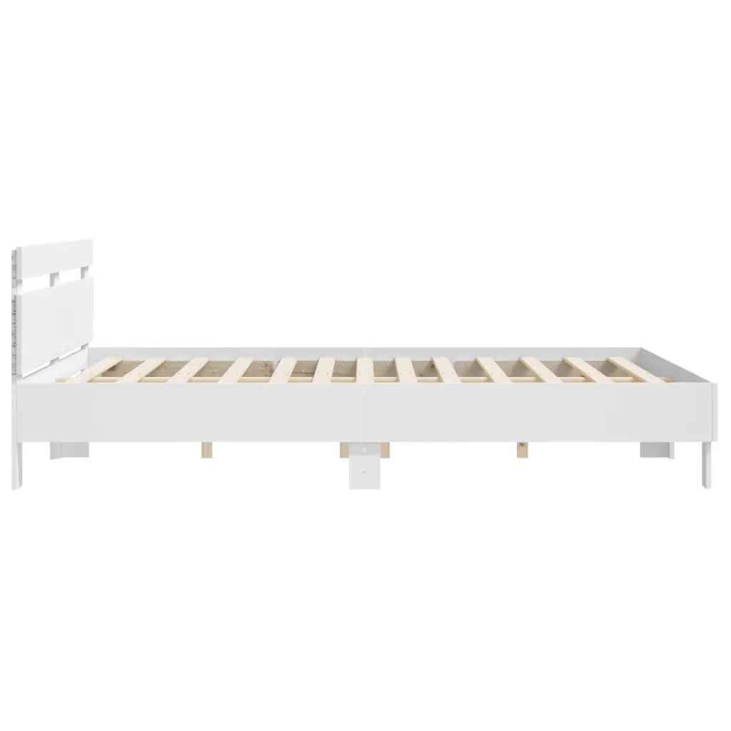 Giroletto con Testiera e LED-Struttura Letto con testiera Bianco 160x200 cm 993650