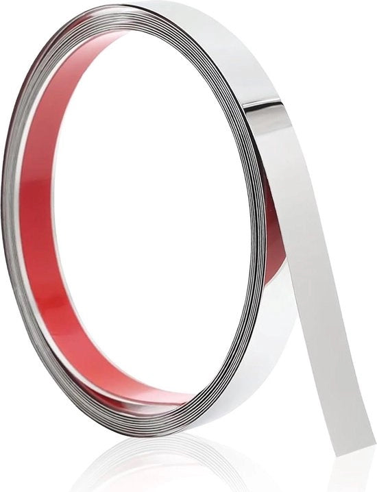 Decorazione di alluminio inossidabile per strisce di pavimento - nastro argentato - decorazione autoadesiva per bordo di pavimento (5m x 1cm)