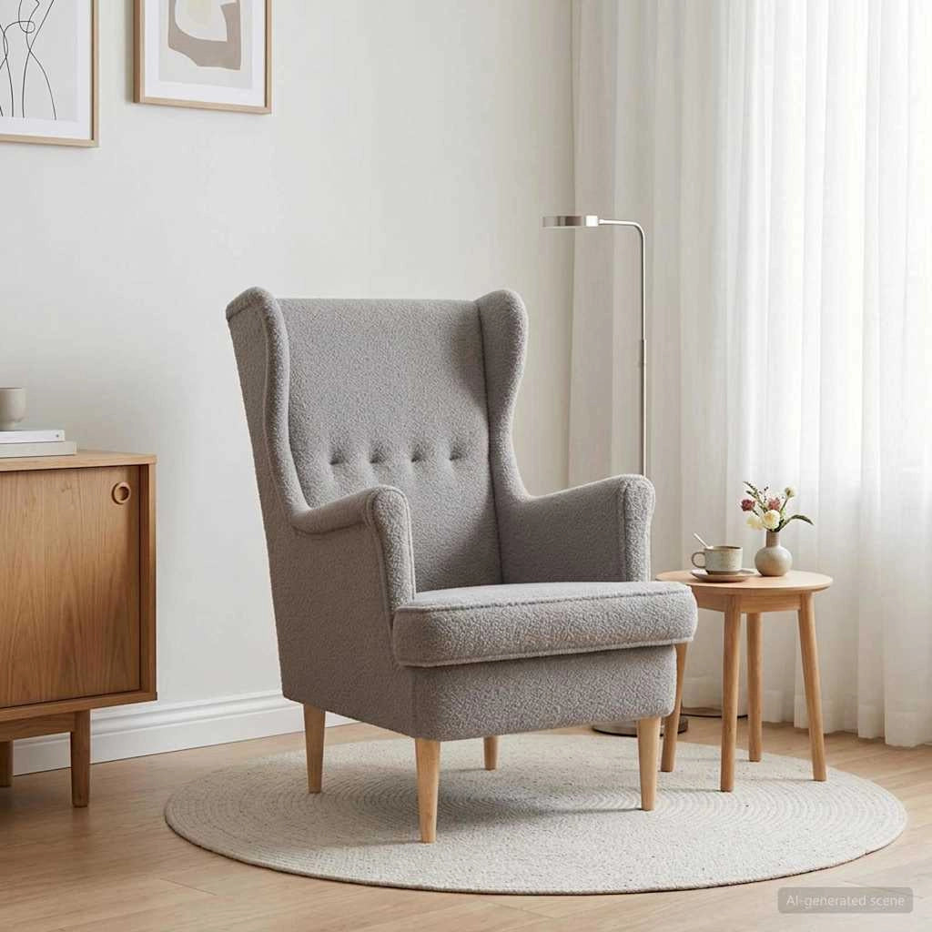 Poltrona Grigio Chiaro Bouclé 42029890