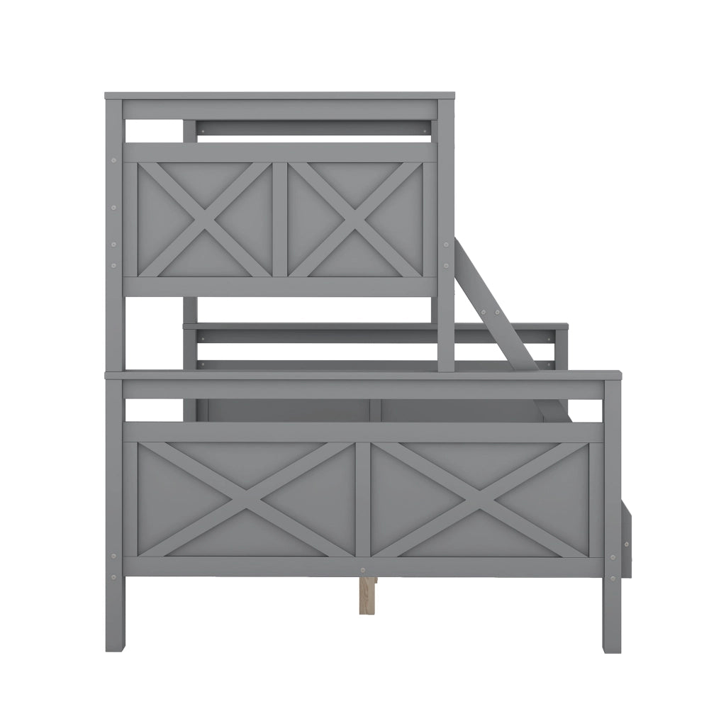 LETTO A CASTELLO convertibile in 2 letti separati 90/140x200 cm grigio