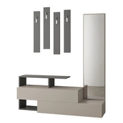 Mobile da ingresso "Ramda" con specchio in legno - 137 x 35 x 154 cm - Grigio antracite