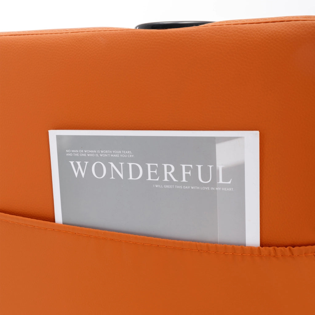 Poltrona letto 3 in 1 estraibile con schienale regolabile porta bevande e tasca in pu arancione 74 × 87 × 84 cm