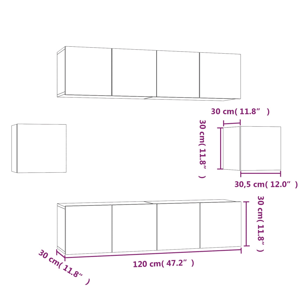 Set di Mobili Porta TV 6 pz Rovere Fumo in Legno Multistrato 3120266
