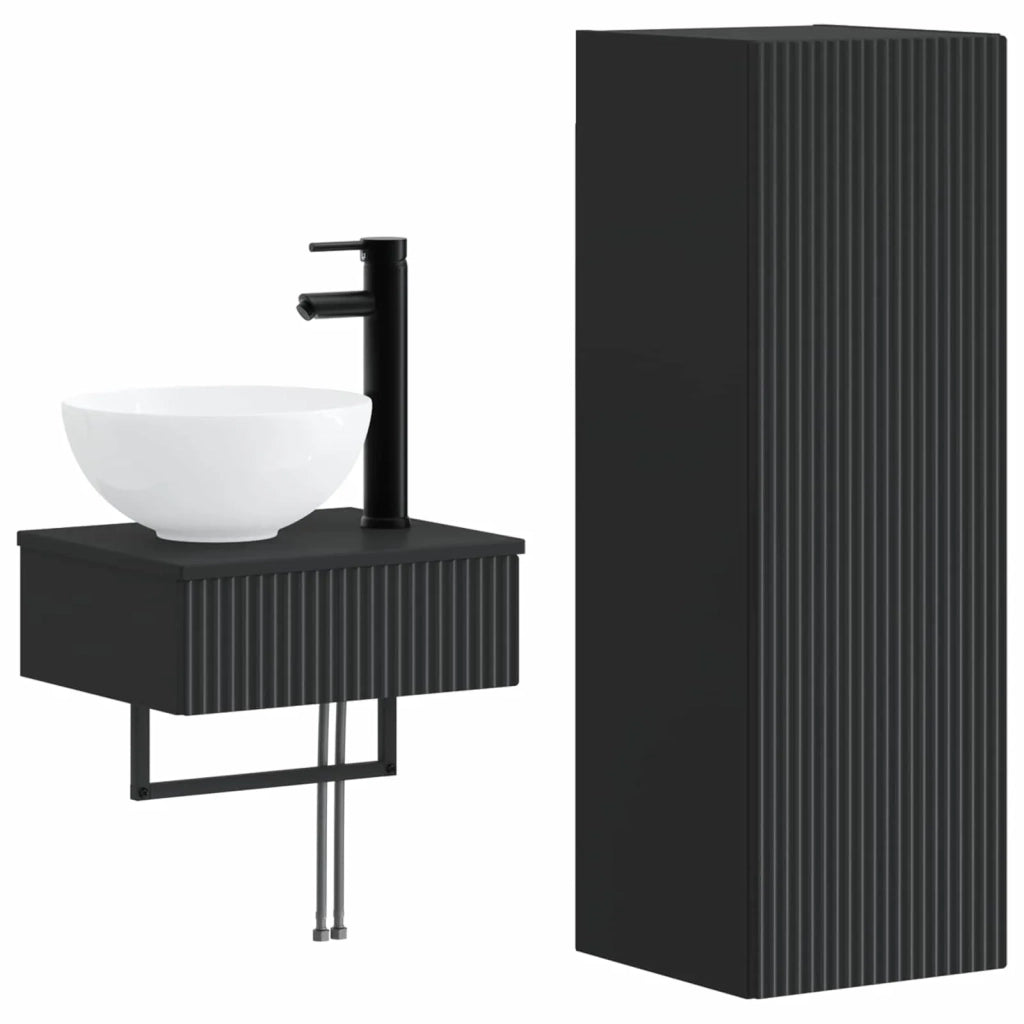 Set di mobili per il bagno 2 pz Nero 33 x 34,5 x 100 cm 3406094