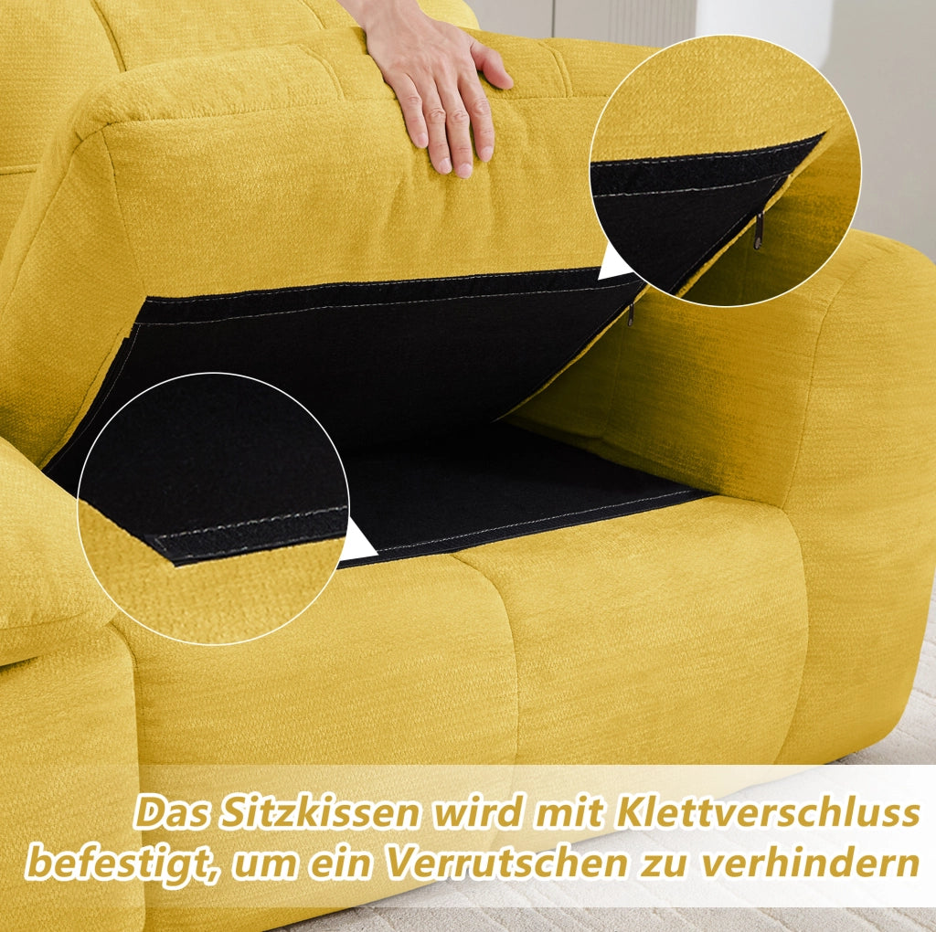 DIVANO Modulare 334x160 cm in Chenille Giallo con Ottomana