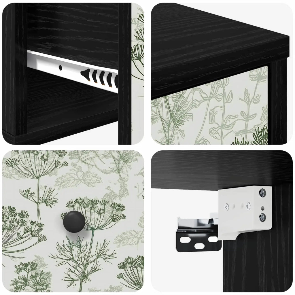 Mobiletto da comodino a parete GOTHA Rovere Nero 8007507