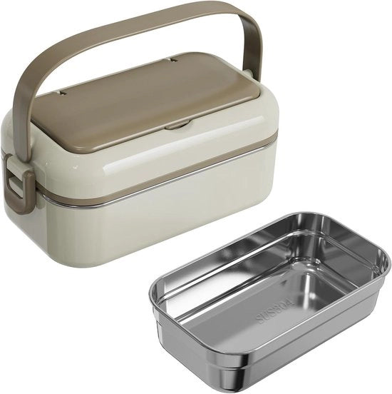Bentobox per adulti, 2 strati portatile, contenitore per pranzo senza latticelli con contenitore per utensili, rimovibile e lavabile in forno a microonde, adatto per pic nic, lavoro, ecc.