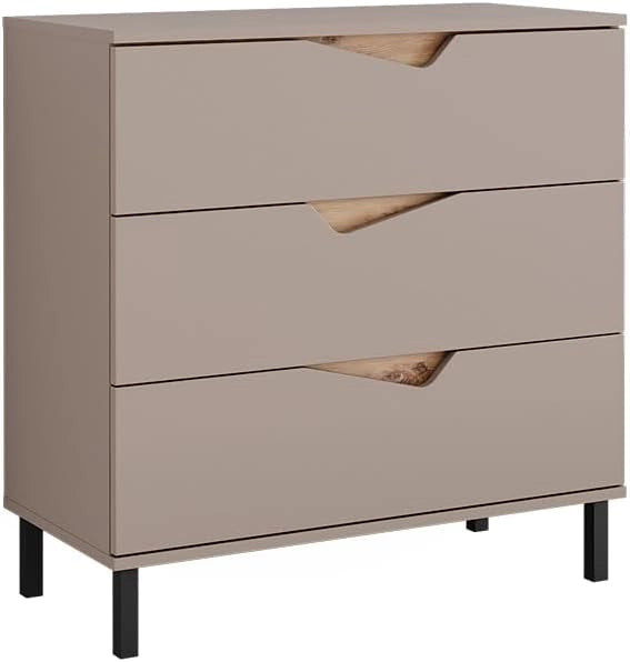 Cassettiera per camera da letto Marelle, Greige/rovere artigianale, 80 x 81.2 cm con 3 cassetti