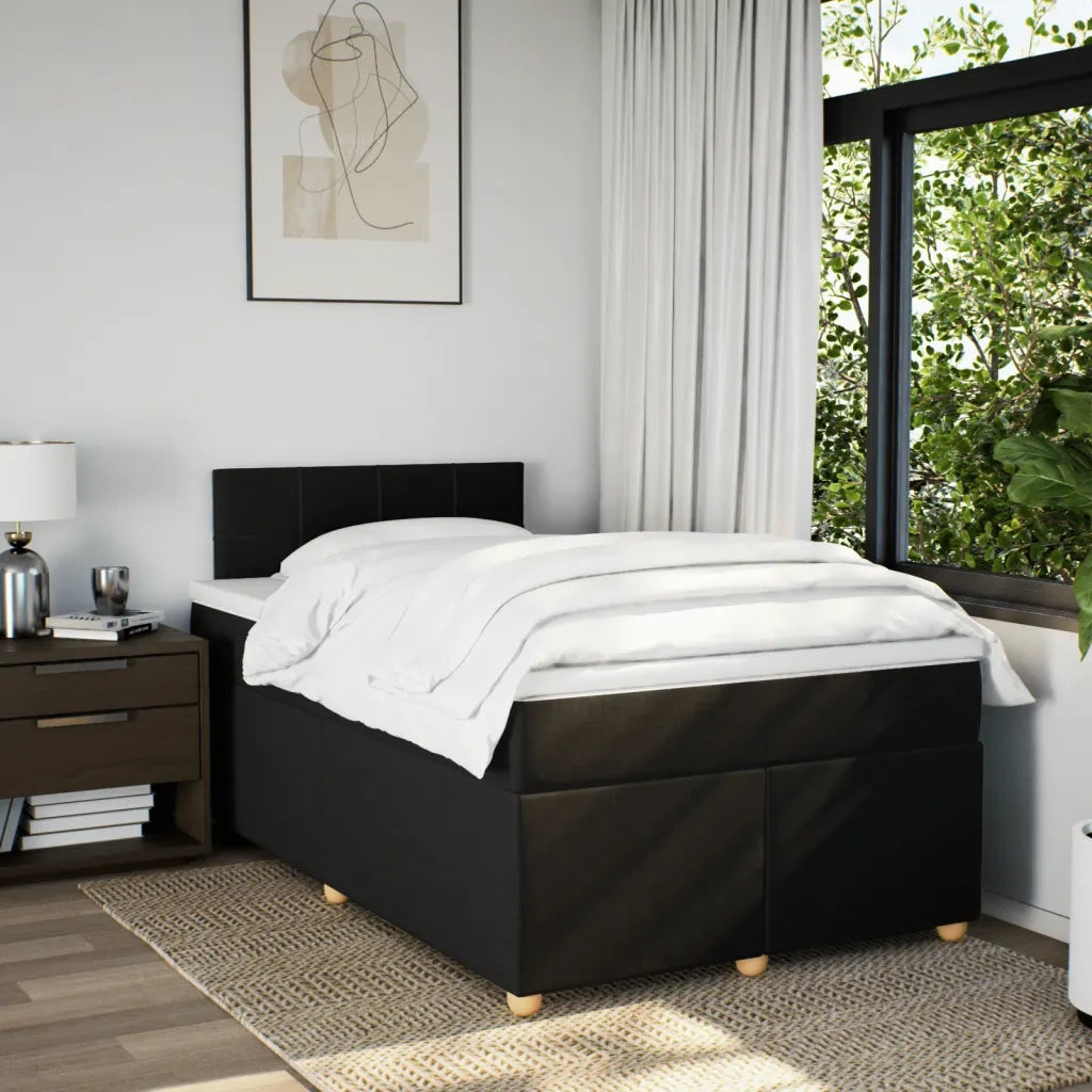 Giroletto a Molle con Materasso Nero 120x190 cm in Tessuto