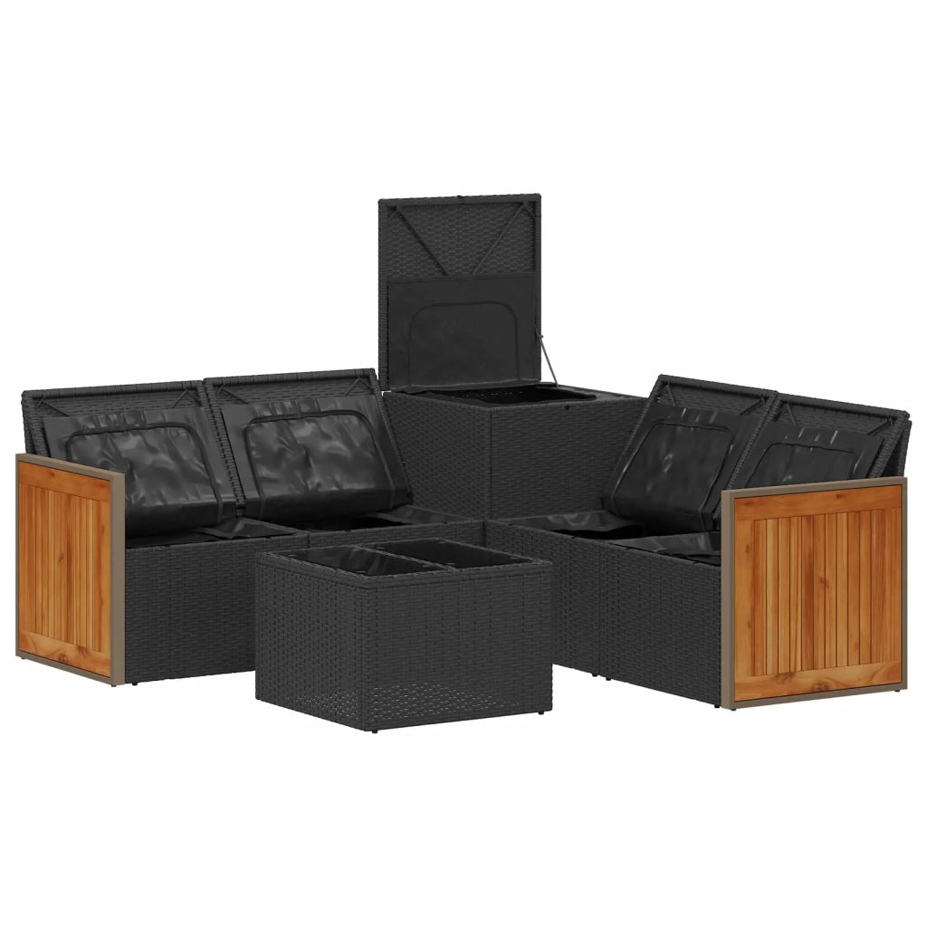 Set di divani 6 pz Nero e Bianco Crema 3447704