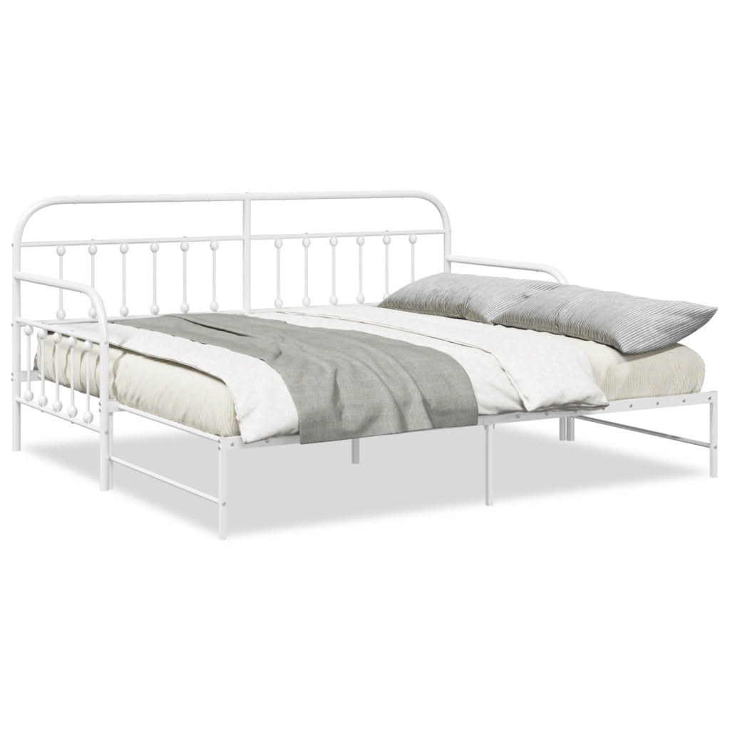 Struttura Letto Daybed con Letto Estraibile Bianco 107x203 cm in Acciaio