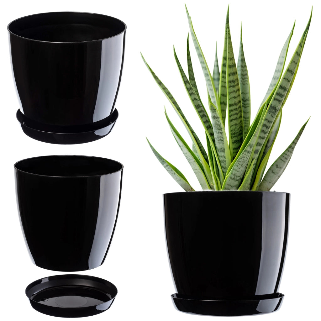 Vaso da fiori KADAX con supporto, coperchio rotondo, 12 cm, plastica, nero