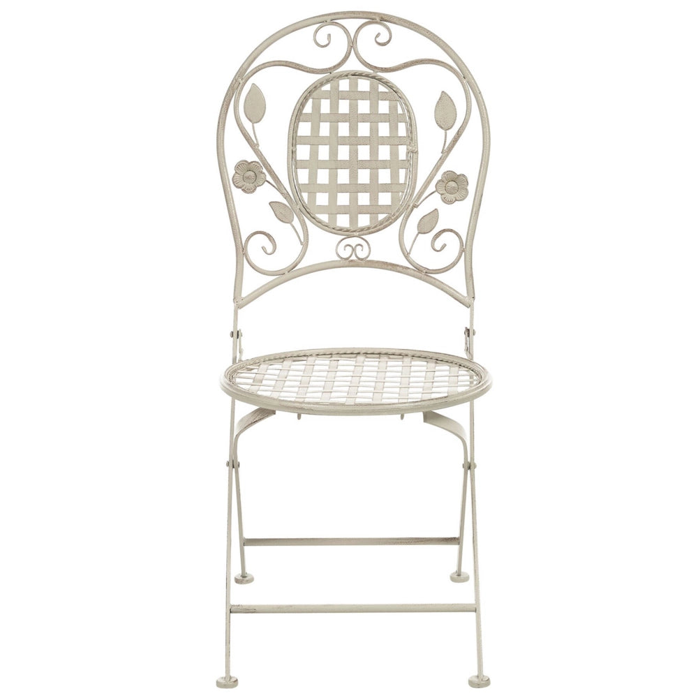 Set di 4 Sedie da Giardino Bistro Pieghevoli in Metallo Bianco Sporco