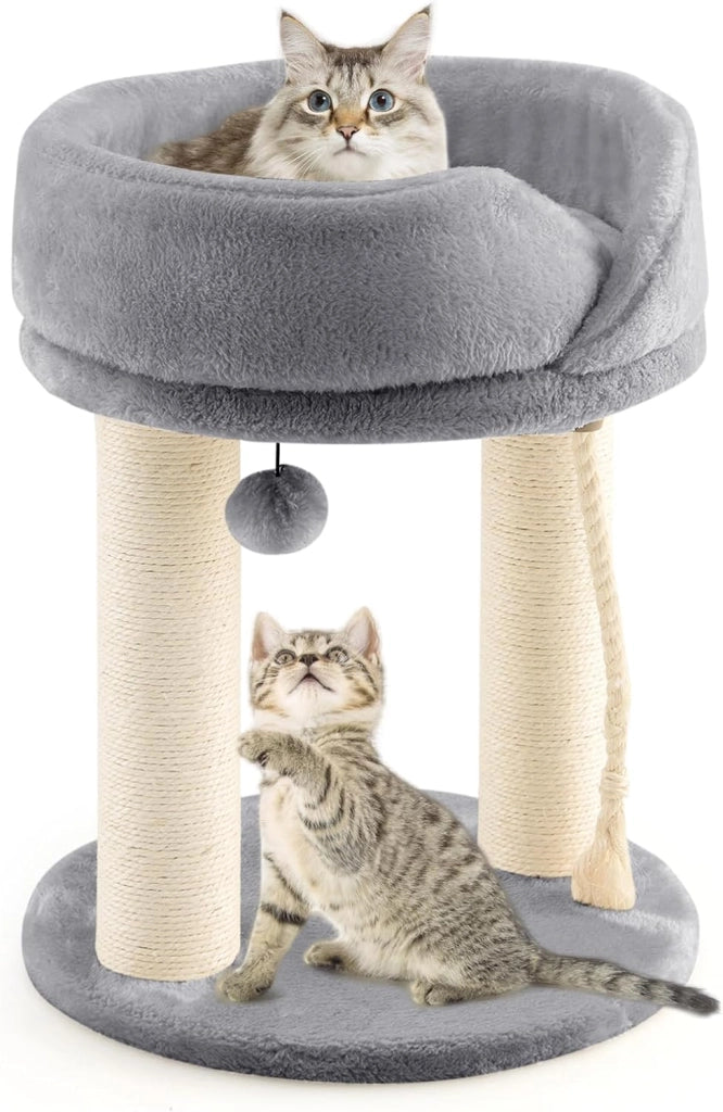 Albero tiragraffi, piccolo e stabile albero per gatti, con comodo lettino per gatti, corda di sisal per albero tiragraffi, arredamento per gatti, 39 x 39 x 50 cm