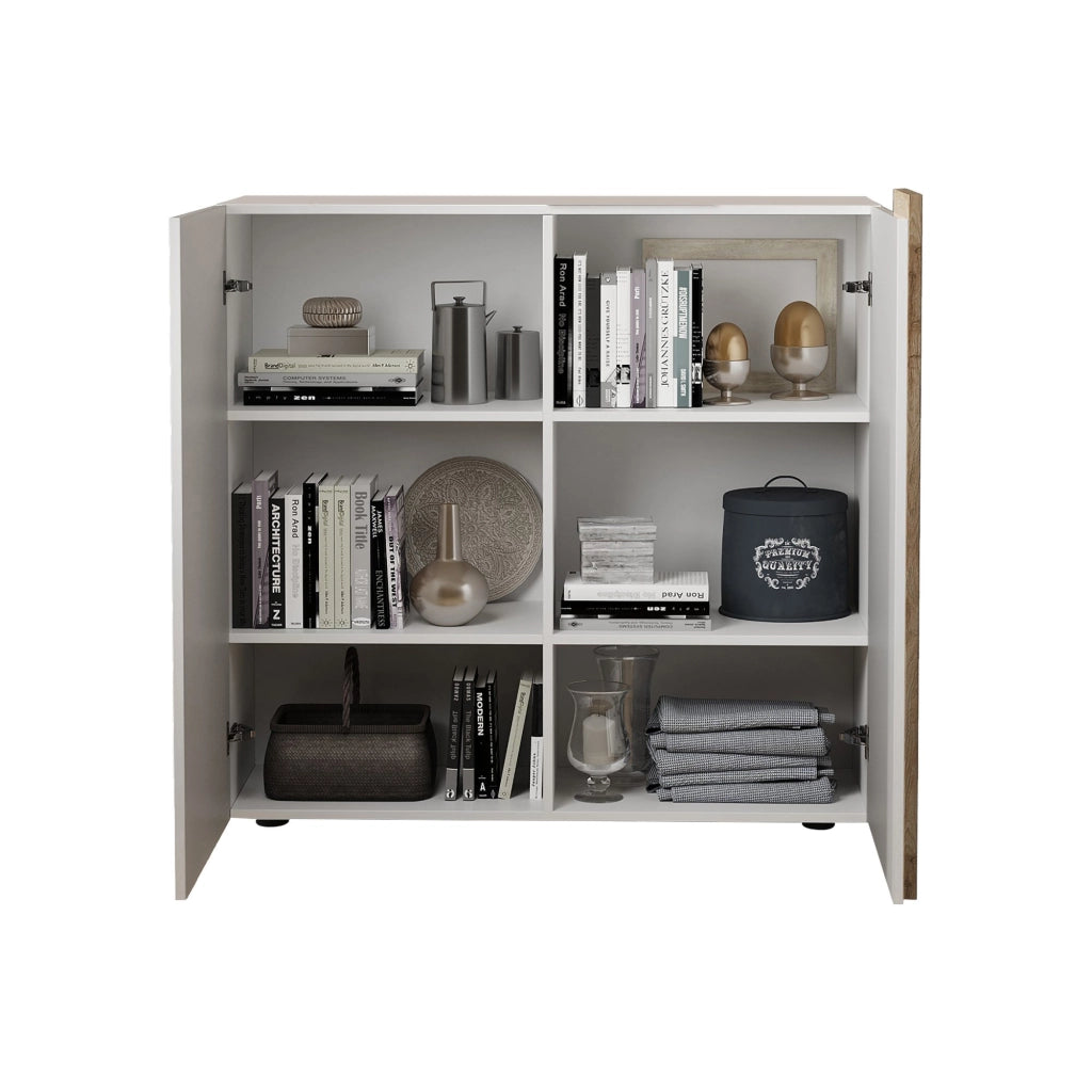 Madia Lucito, Credenza 4 Ripiani, 121x44x114h cm Bianco Lucido