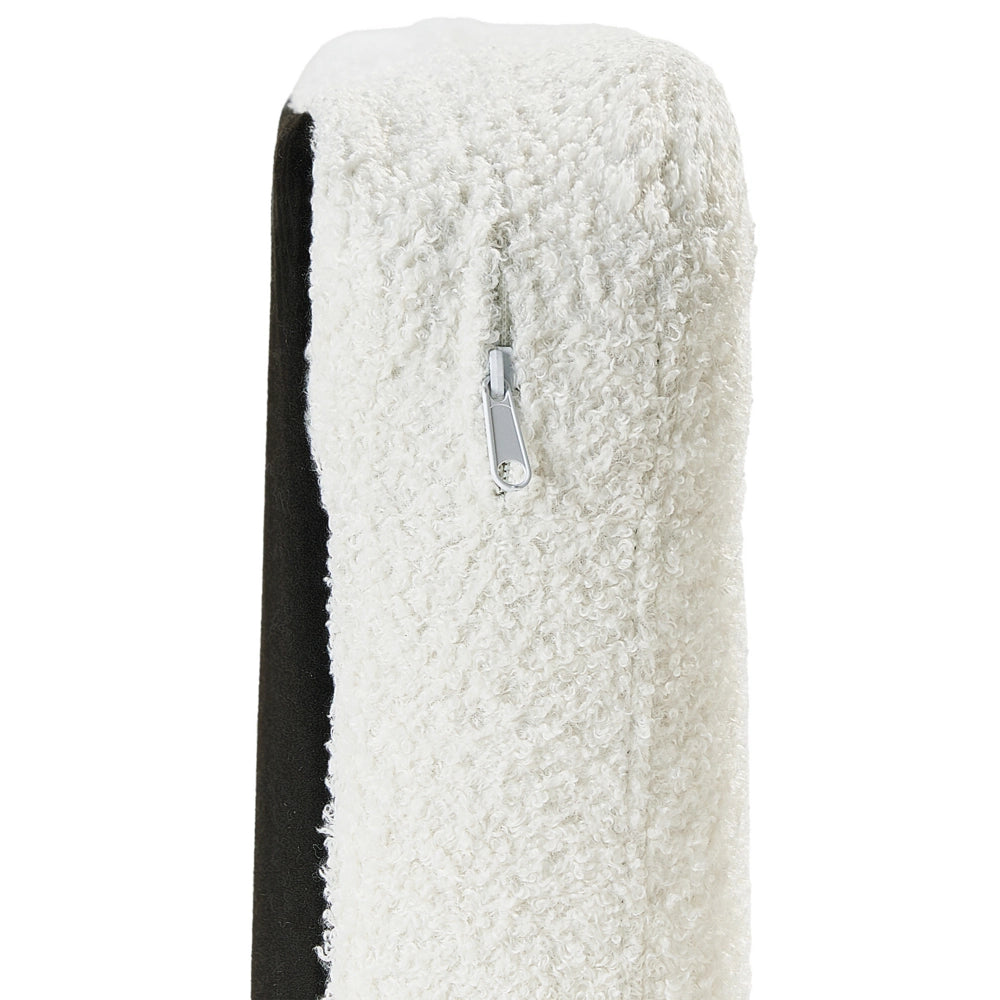 Divano da cucina Tappezzeria in poliestere bouclé bianco a 2 posti Wingback con gambe in legno chiaro