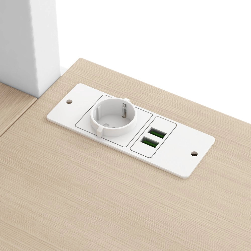 Letto a Soppalco con Scrivania, Cassetti, LED e USB ¨C Xylo ¨C Metallo Bianco 140x200