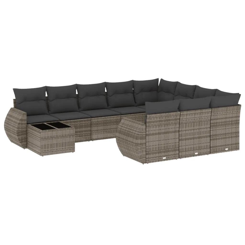 Set Divani da Giardino 11 pz con Cuscini in Polyrattan Grigio 3221929