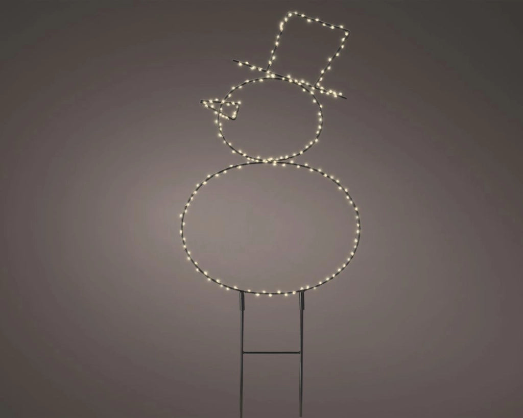 PUPAZZO DI NEVE IN METALLO ESTERNO LED BIANCO CALDO H47 CM