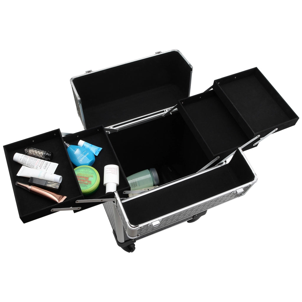 Valigia trucco con manico telescopico regolabile ¨C zephmum ¨C 34x24x52 cm, nero
