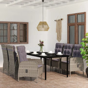 Set da Pranzo da Giardino 7 pz con Cuscini Grigio e Nero 3099363