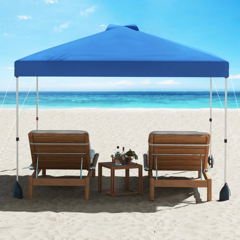 Rifugio da patio pieghevole per eventi commerciali, Tenda a cielo apribile 3 x 3 M con borsa con ruote Blu-Gazebo