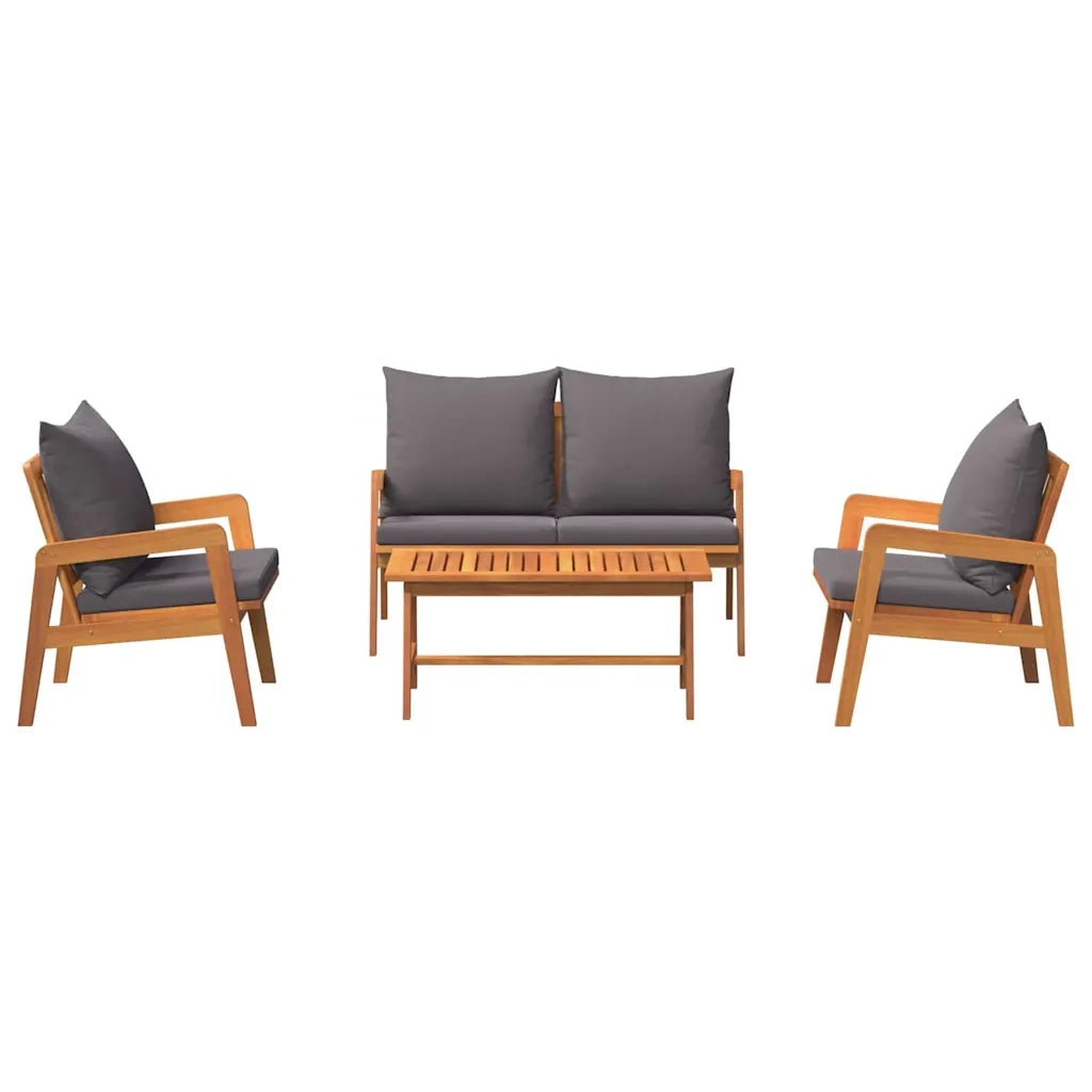 Set bistrot con cuscino 4 pcs Marrone Legno di Acacia Massello 3328606