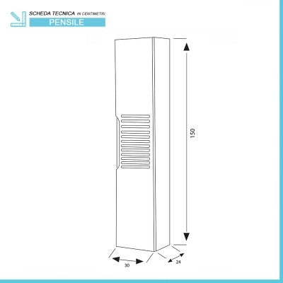 Colonna bagno sospesa 30x150 cm noce canaletto Ravello