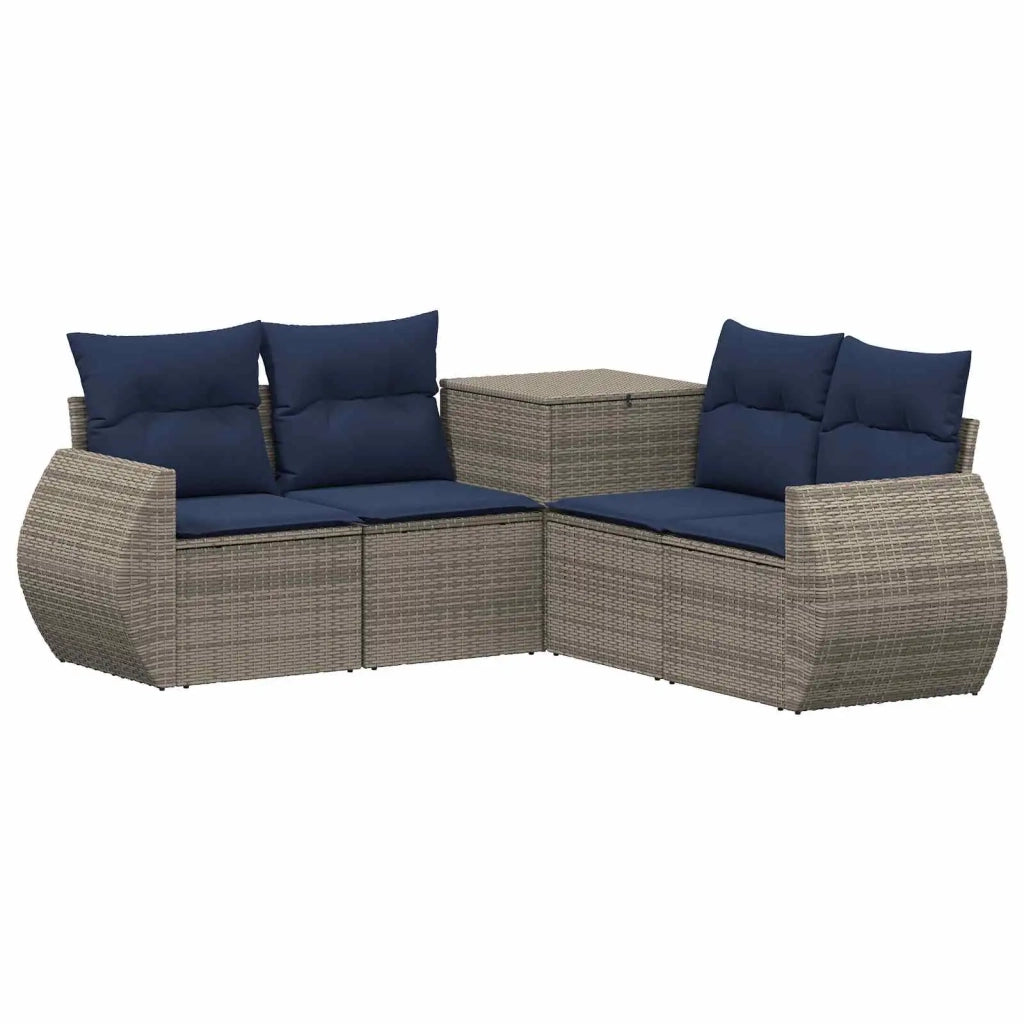 Set di divani 5 pz Grigio e Blu Navy Rattan sintetico e Acciaio 3447899