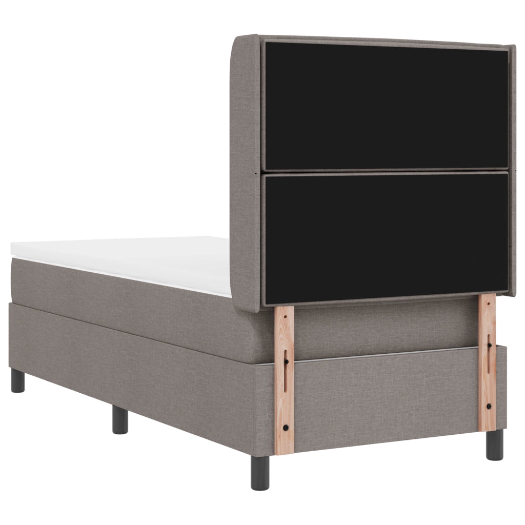 Letto Box Spring con Materasso e LED in Tortora, 100x200 cm Tessuto