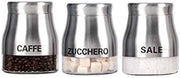 TRIS DI BARATTOLI IN ACCIAIO INOX SALE ZUCCHERO E CAFFÈ DA 850 ML