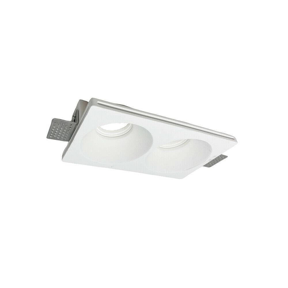 Trade Shop - Portafaretto Gesso Doppio Rotondo Incasso A Scomparsa 2 Portalampada Gu10 Gs-24 -
