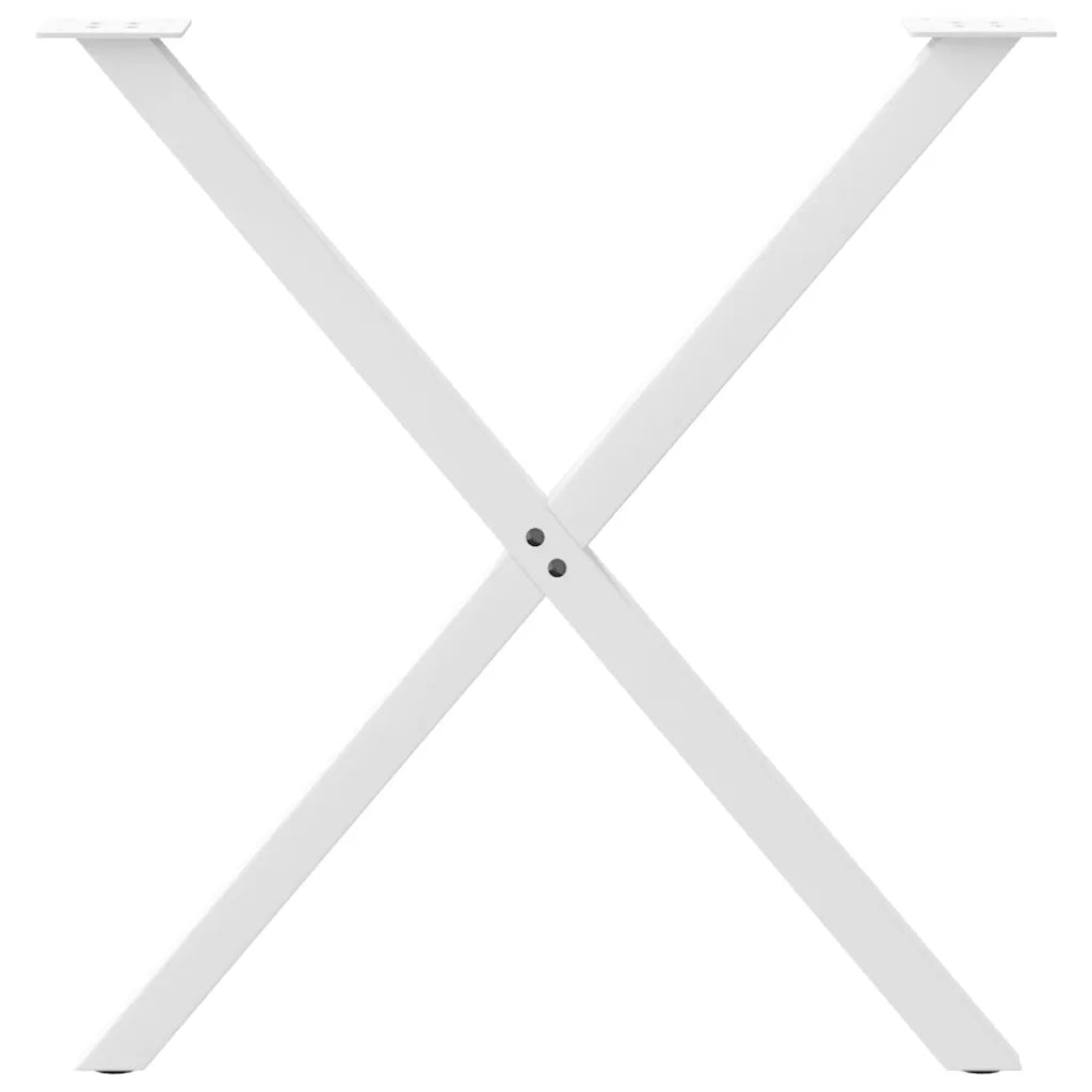 Gambe per tavolo da pranzo a forma di X 2 pz bianche 70x(72-73) cm in acciaio 4012917