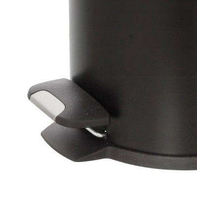 Pattumiera bagno in acciaio nero con pedale e coperchio slim 3 lt