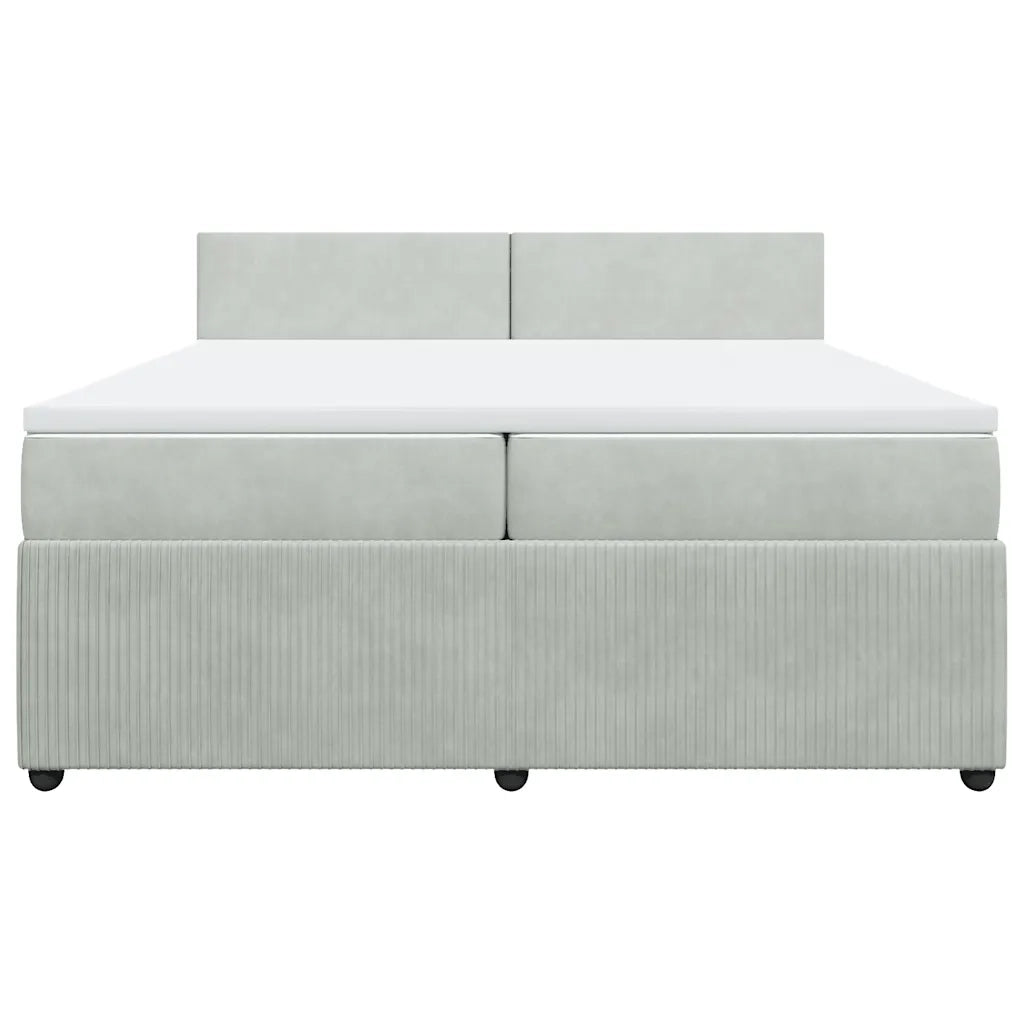 Giroletto a Molle con Materasso Grigio Chiaro 200x200cm Velluto