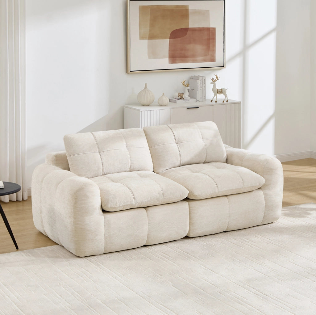 Divano modulare in chenille beige 194x97x68 cm