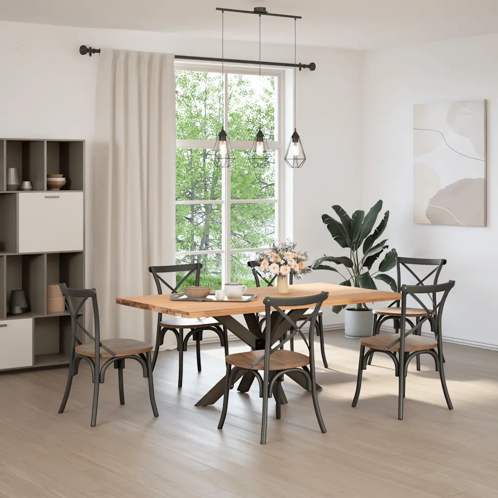Gamba per Tavolo da Pranzo | Piede del tavolo a Forma di Ragno Nero 120x68x(72-73) cm Acciaio
