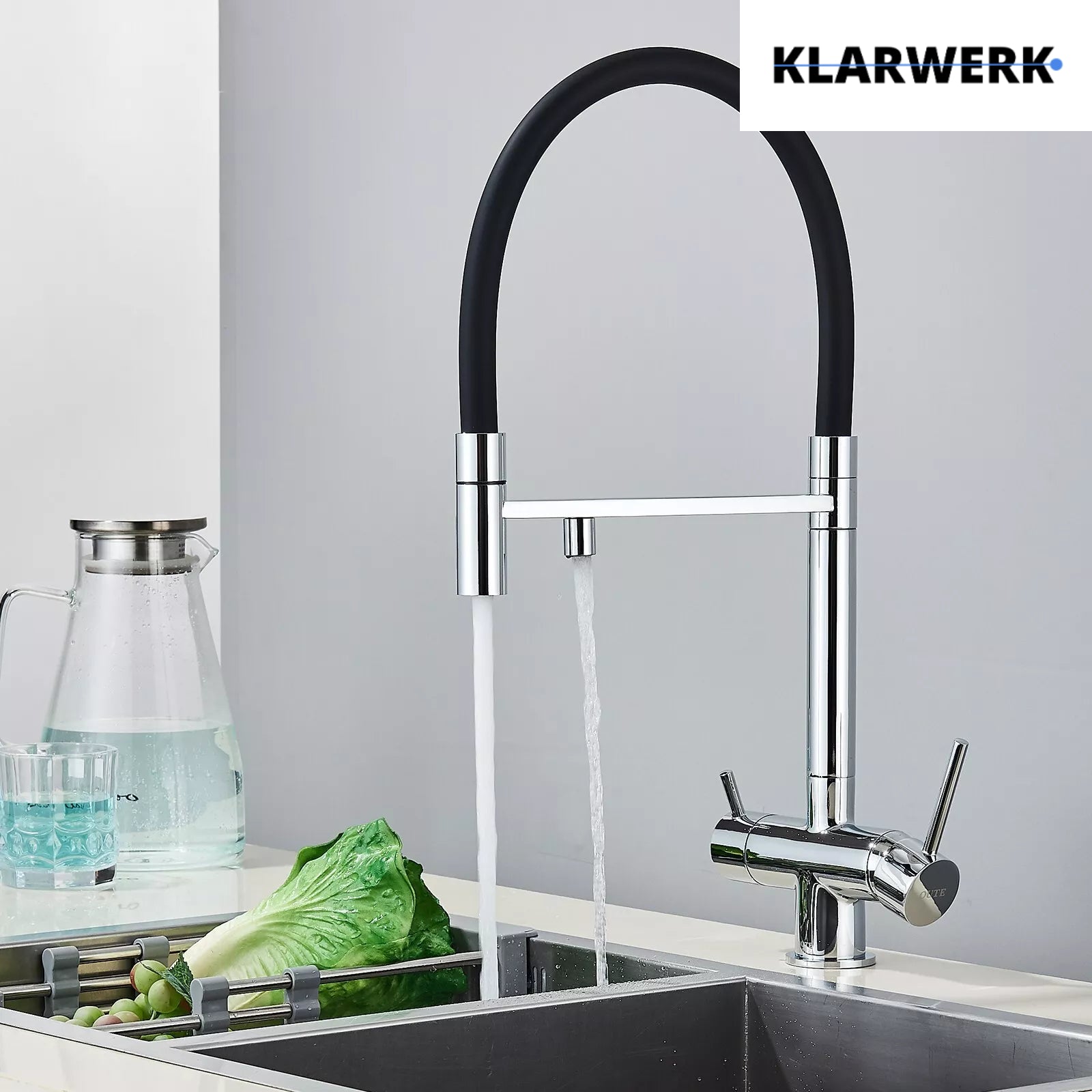 Lana | Rubinetto estensibile a 3 vie cromato lucido da cucina ad osmosi| per acqua potabile in acciaio inossidabile,  Filtra 3 connessioni