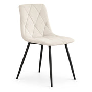 Sedia in velluto trapuntata MILO Beige gambe nere