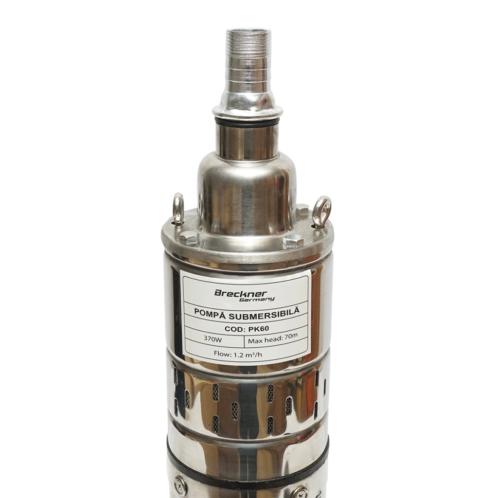 Pompa sommersa 370W 220V, D100mm, 20 l/min, 1.2 m³/h, H70m, motore in bagno d'olio 2860 rpm 4QGD1.2-50-0.37 Breckner Germany