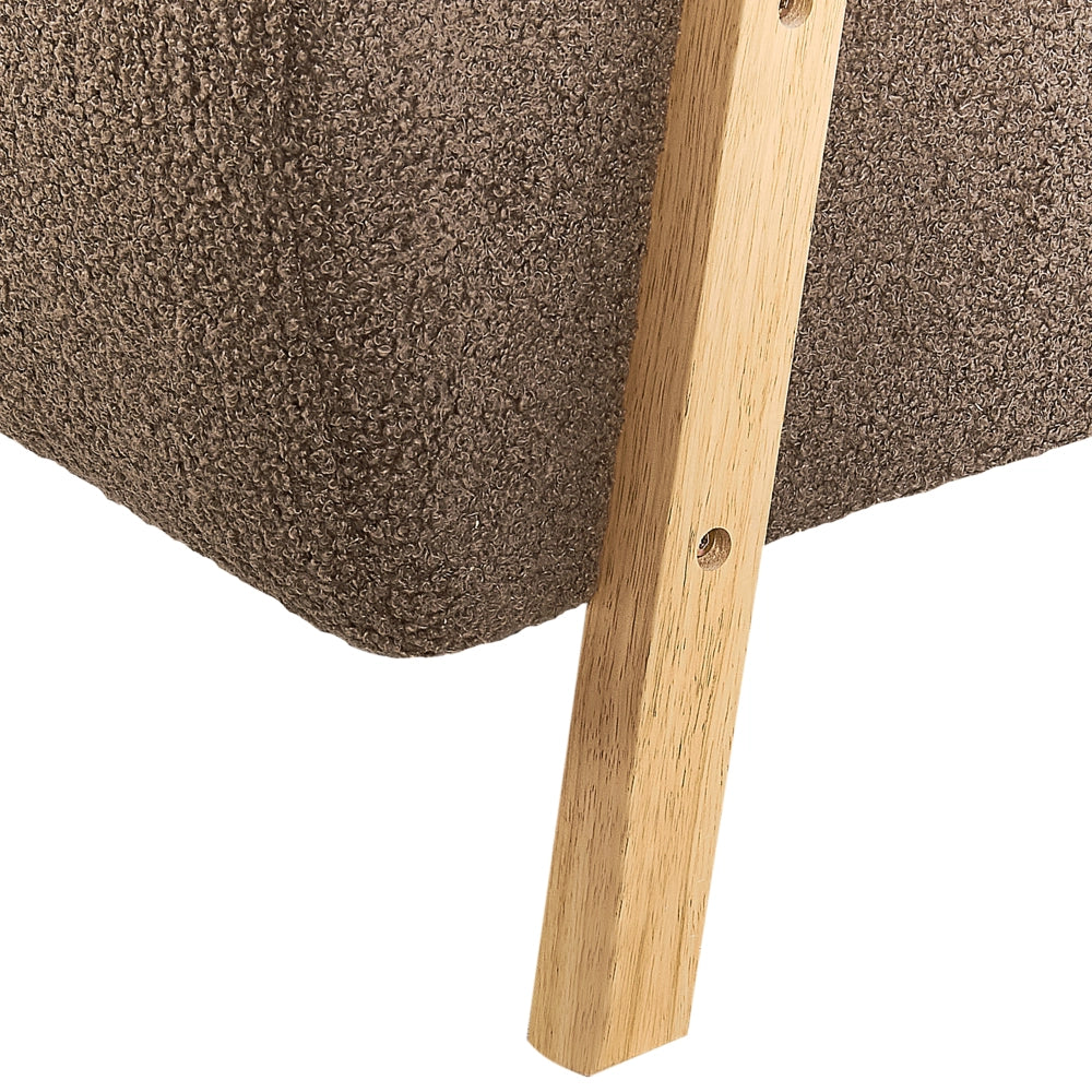 Poltrona Marrone Boucle Gambe in legno con braccioli Soggiorno moderno minimalista