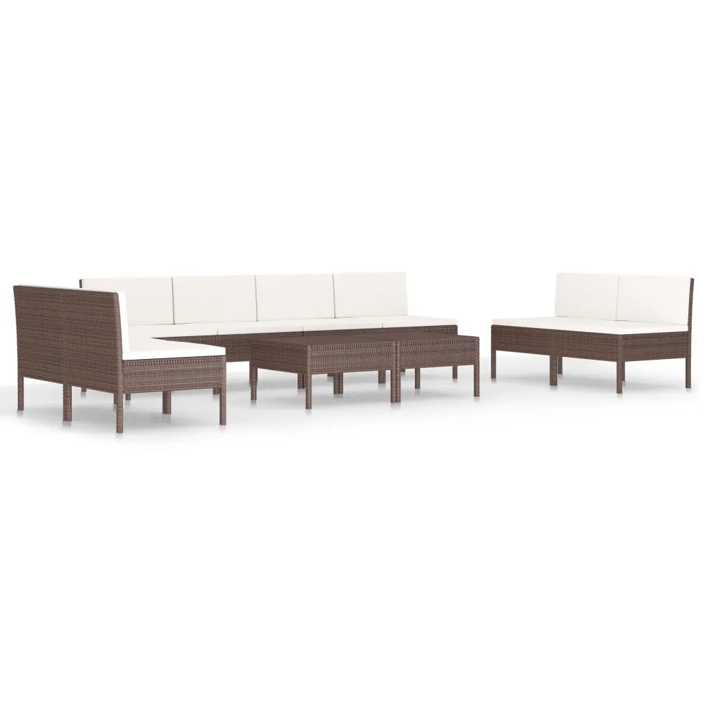 Set Divani da Giardino 10 pz con Cuscini in Polyrattan Marrone 3056977