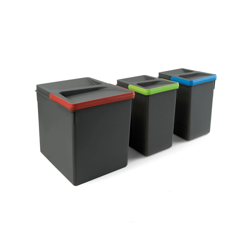 Emuca Contenitori per cassetti da cucina Recycle, Altezza 266, 1x15 + 2x7, Plastica grigio antracite, Tecnoplastica, 1 u.