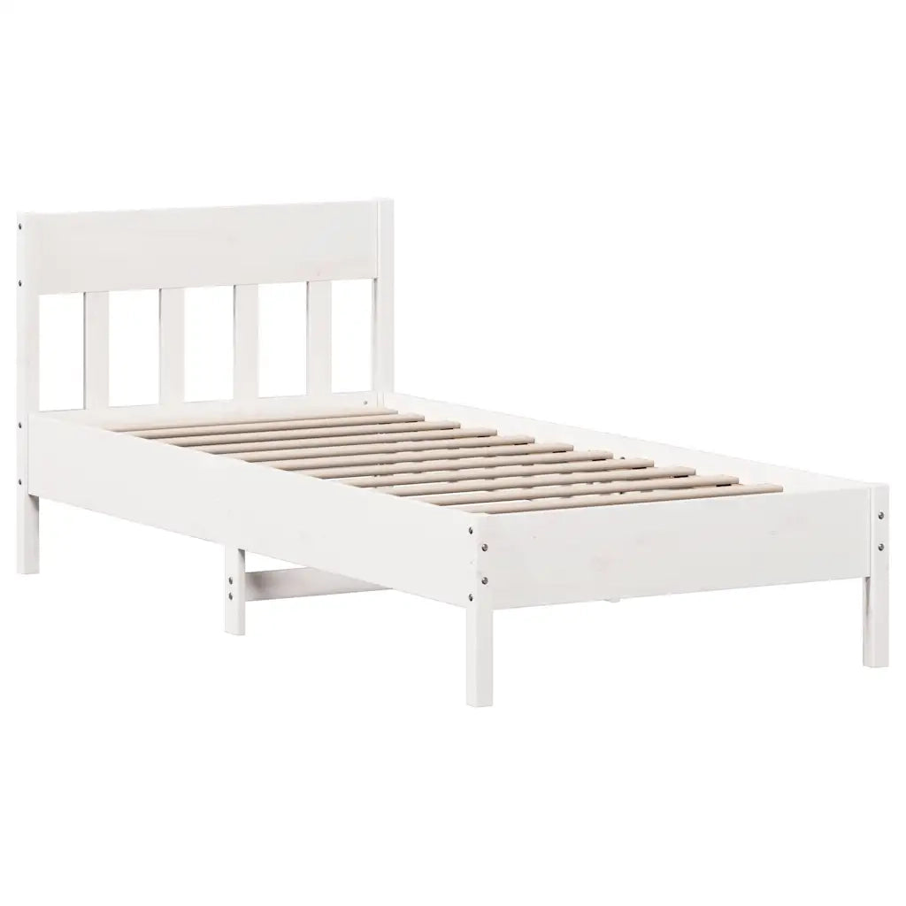 Letto singolo | Letto per adulti | Letto senza Materasso Bianco 90x190 cm in Legno Massello Pino