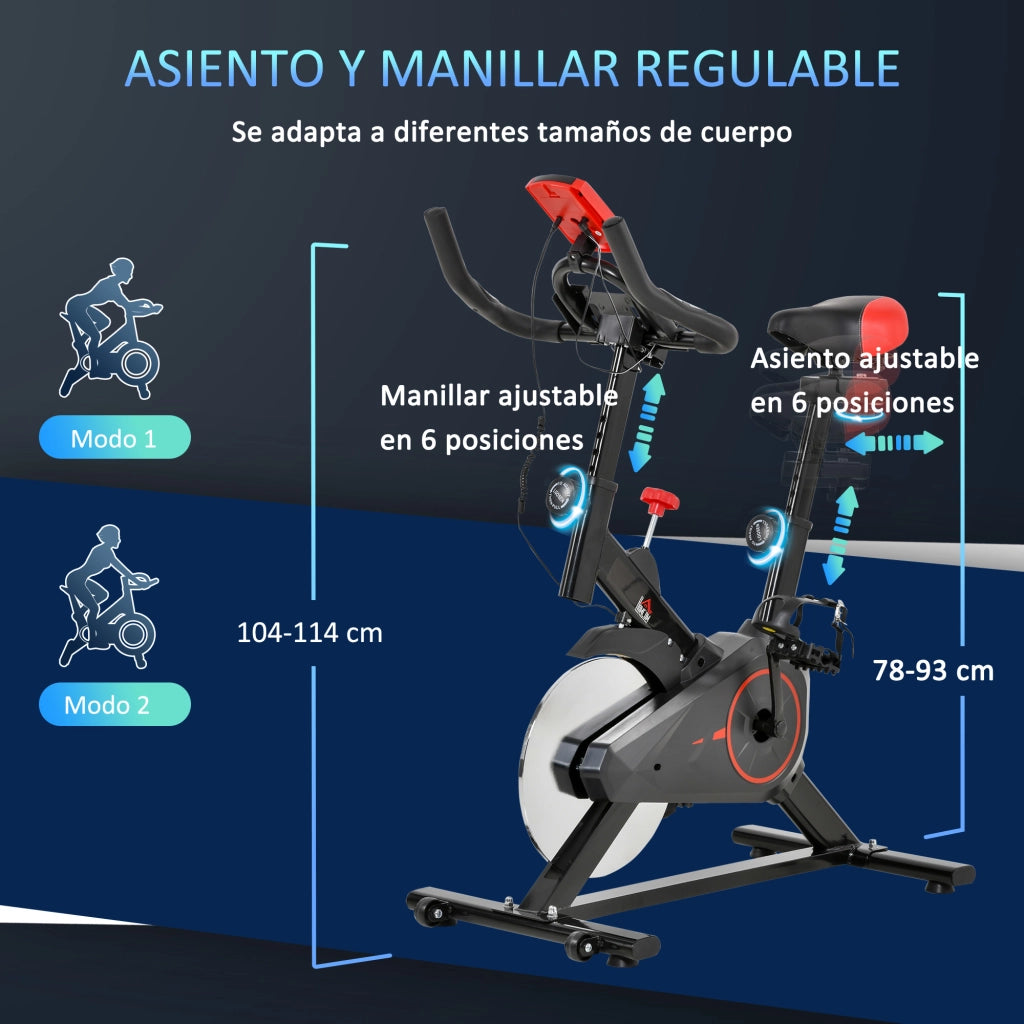 Cyclette da Interno con Display LCD Cardiofrequenzimetro Sella e Manubrio Regolabili Volano 6 kg ¨C Xylo ¨C Nero Rosso