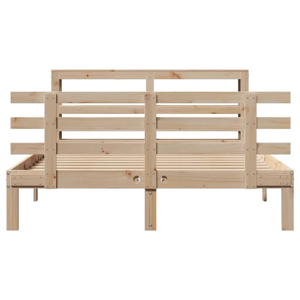 Giroletto con Testiera 150x200 cm in Legno Massello di Pino 3306114
