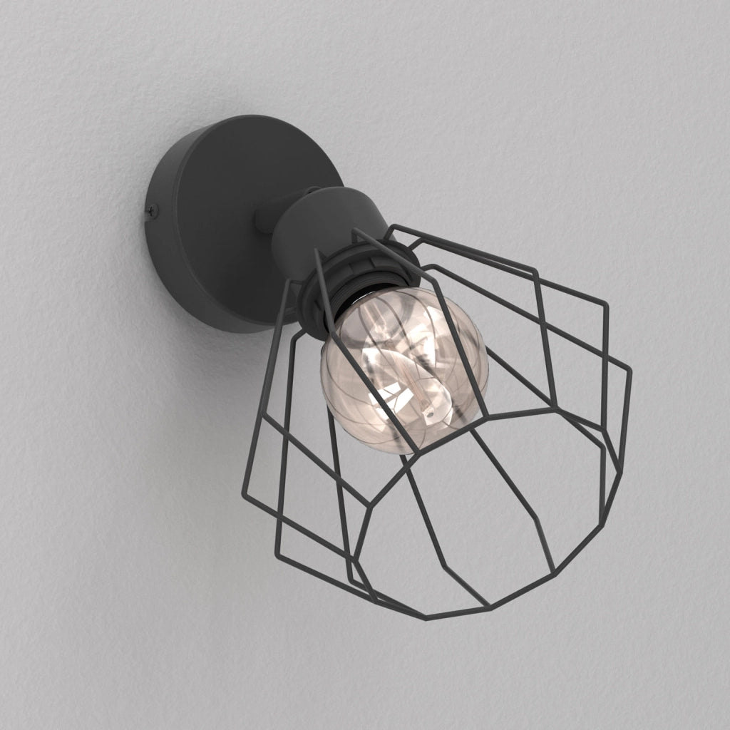 Applique Parkla regolabile 1 luce E27 nera metallo